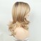 Fencca Ombre Blonde Highlight Long Natural Wavy Wig with Bangs Layered Synthetic Blonde Wigs for White Women