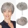 Fine Plus Hair Toppers for Women 6.8" x 7" Pixie Cut Short Hair Topper Fluffy Synthetic Hair Topper Clip in Top Wavy Hair Pieces Replacement Wiglets(GREY)