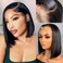 Flady 10 inch Bob Wig Human Hair 13x4 Frontal Lace Wig Straight HD Lace Front Wigs Human Hair Pre Plucked With Baby Hair Glueless Short Bob Wigs for Women 150% Density Natural Color