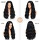 Black Wig-Long Black Wavy Wigs for Women Middle Part 26 inch Natural Curly Synthetic Wig Heat Resistant Fiber Wigs for Daily Party Use
