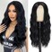 Black Wig-Long Black Wavy Wigs for Women Middle Part 26 inch Natural Curly Synthetic Wig Heat Resistant Fiber Wigs for Daily Party Use