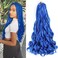 French Curly Braiding Hair 24 Inch Blue Color - Pre Stretched Bouncy Braiding Hair- Loose Wavy Braiding Hair Synthetic Hair Extensions For Black Women (24 inch 2 packs, Blue)