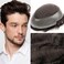 Mens Toupee Swiss Lace Hairpieces European Human Hair Replacement System Natural Hairline Toupee for Men Lace Center with PU Men Hair System. (1B# OFF BLACK, 8"X10")