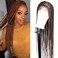 KRALER 36 inch Box Braided Wigs for Black Women, Ombre Auburn Knotless Triangle Based Small Box Braids Wig, Embroidery Full Double Lace Braid Wigs