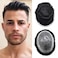 PU Toupee For Mens Hair Piece Real Human Hair Poly Skin Mens Toupee Hair System For Men Hair Piece For Men Hair Replacement Natural Hairline 8x10Inch Medium light density 1# JET BLACK
