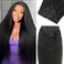 Kinky Straight Clip in Hair Extensions Real Human Hair 8Pcs 120g Kinky Clip Ins Full Head Brazilian Remy Hair Extensions for Women Natural Black Double Weft Hair Extensions Clip Ins 20 Inch