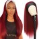G&amp;T Headband Wigs for Black Women Red Straight Glueless Wigs Heat Resistant Synthetic Wig for Daily Party Use (24 inch)