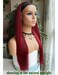 G&amp;T Headband Wigs for Black Women Red Straight Glueless Wigs Heat Resistant Synthetic Wig for Daily Party Use (24 inch)