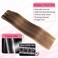Clip in Hair Extensions Real Human Hair, Seamless Clip ins Real Human Hair for Women, Balayage Remy Human Hair Clip in Extensions, Double Weft 8pcs 16 inch Chocolate Brown to Caramel Blonde