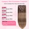 Clip in Hair Extensions Real Human Hair, Seamless Clip ins Real Human Hair for Women, Balayage Remy Human Hair Clip in Extensions, Double Weft 8pcs 16 inch Chocolate Brown to Caramel Blonde