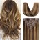S-noilite Clip in Hair Extensions Real Human Hair 24 Inch Balayage Medium Brown Mixed Dark Blonde Hair Extensions Remy Human Hair Clip In For Women Natural Straight 8PCS 80g #4P27