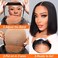Bob Wig Human Hair Glueless Wigs Pre Plucked Pre Cut Bleached Invisible Knots 180% Density Short Straight Wigs for Black Women Bob Wigs Glueless Lace Front Wigs Human Hair with Elastic Band 10 Inch