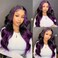 Ombre Purple 13x4 Skunk Stripe Wigs Human Hair Lace Front Body Wave Dark Burgundy with Nature Color Skunk Stripe Wigs Pre Plucked Natural Hairline with Baby Hair Highlight Wigs 150% Densty 22 Inch
