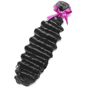 Beauty Grade 6A 100% Unprocessed Peruvian Virgin Human Hair Deep Wave Remy Hair Weave Deep Curly 1 Bundle Natural Black 8