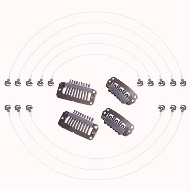 GOO GOO Invisible Elastic Wire for Wire Hair Extensions Brown 3 Adjustable Fish Line 7.3 Inch 8 Inch and 10 Inch with 2pcs Stainless Steel Clips