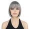 Lydell 8" Straight Short Bob Hair Flat Bangs Cute Central Dot Skin Top Heat Resistant Synthetic Wigs (48T Light Gray with Dark Root)