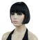 Lydell 6" Straight Short Bob Hair Flat Bangs Cute Central Dot Skin Top Heat Resistant Synthetic Wigs (Natural Black)