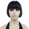 Lydell 6" Straight Short Bob Hair Flat Bangs Cute Central Dot Skin Top Heat Resistant Synthetic Wigs (Natural Black)