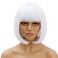 White Wigs for Women 12'' Short White Bob Wig with Bangs Natural Synthetic Soft Wig Cute Colored Wigs for Daily Party BU239WH