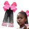 Kids Ponytail Extension Girls Braids Hair Extensions With Beads Hair Extension Braid Synthetic Hairpieces With Bows Wigs Beaded Braided Clip For Girls Toddler Children Gift(Pink, 9inch)