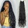 Crochet Boho Locs Brading Hair with Body Wave Human Hair Pre_Looped Goddess Dreadlocks Hair Extensions for Black Women Natural Color 22inch 72 Strands(3 Pack)