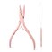 Gomake Hair Extensions Closed and Remover Pliers set, Micro Silicone Rings Beads Hair Extensions Loop Needle Threader Pulling Hook Tool and Bead Device Tool for Hair or Feather Extensions (Pink)