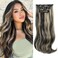 Lommel Clip in Hair Extensions 20 Inch Black Mix Blonde Long Hair Extensions Clip Ins 5PCS Soft Synthetic Hairpieces for Women