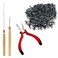 Hair Extensions Tools Kit 500 Pcs Micro Ring Beads 1 Hair Extension Plier 1 Hook Needle 1 Pulling Loop for Fairy Hair Tinsel Strands Professional Hair Styling Tools Accessory (Black)