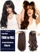 50cm Long Seamless Nature Look Clip in Hairpiece with Side-Fringe Extension Forehead Topper for Women with Thinning Hair Wavy Black Brown