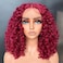 BlackSwern 16inch Curly Synthetic Lace Front Wigs,HD Lace Glueless Wigs Pre Plucked, Big Curly Lace Front Wig For Black women Curly Wig 99j Burgundy