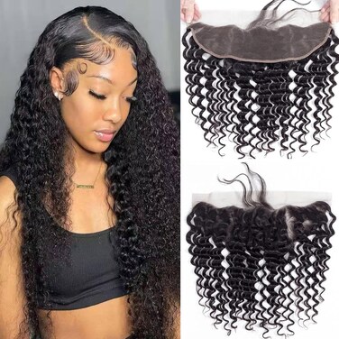 13x4 Ear To Ear Lace Frontal Deep Wave 14inch Deep Wave Frontal Closure Free Part Unprocessed Brazilian Virgin Hair Swiss Lace Frontal Closure Pre Plucked With Baby Hair