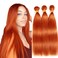 Ginger Orange Bundles Straight #350 Bundles 8A Grade Unprocessed Virgin Hair Bundles 100G/Bundle Hair Weave Ginger Orange Hair Extensions For Women Soft Straight Hair Bundles 16 18 20 Inch
