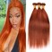 Dark Orange Bundles Color 350 Human Hair Bundles Ginger Orange Straight Bundles 24 26 28 Inch Copper Red Double Weft Brazilian Real Remy Hair Extensions Straight Bundles