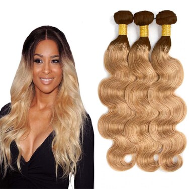 Brown Bundles Obmre Honey Blonde Bundles Body Wave Human Hair 18 20 22 Inch Unprocessed Brazilian Virgin Hair Darl Brown To Honey Blonde Double Weft No Tangle Bundles