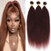 Reddish Brown Kinky Straight Bundles Human Hair Copper Red Brown Bundles Color 33 Human Hair Yaki Straight Bundles 16 16 16 Inch Double Weft Brazilian Remy Hair Extensions for Black Women
