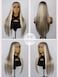 13x6 Lace Front Wig Synthetic Hair Highlight Blonde Balayage Long Straight Synthetic Lace Front Wig with Preplucked Hairline for Women 24inch Daily Wig