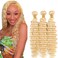 Honey Blonde Bundles Human Hair 613 Deep Wave Bundles Human Hair 22 22 22 Inch Unprocessed Brazilian Virgin Hair Blonde Deep Wave Bundles Human Hair Weave Extensions Hair