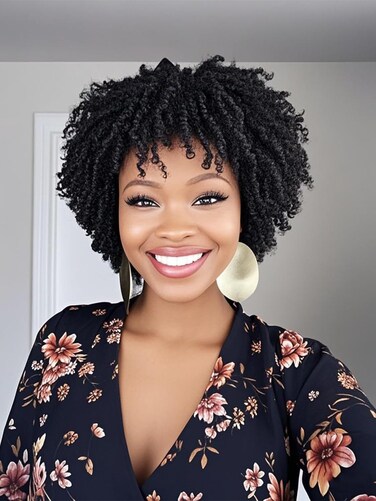 Short Afro Kinky Curly Bob Lace Front Wigs Human Hair 13x4 Kinky Curly Lace Frontal Wigs for Black Women Brazilian Virgin Human Hair Pre Plucked with Baby Hair 150 Density Natural Color 12 Inch