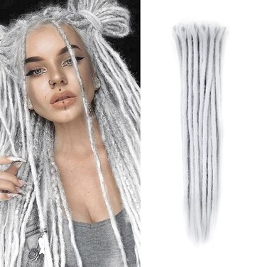 Dsoar Dreadlock Extensions Synthetic Dreads Crochet Locs Hair Full Handmade Dreads Extensions 20 inch (30pcs,Light Grey)