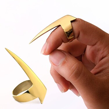 Hair Parting &amp; Sectioning Ring - Stainless Steel Finger Braiding Hair Pick Tools Quick Installation of Human Hair Extensions Hair Styling Tools (Gold)