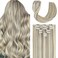 P17A/60A Clip in Hair Extensions,12inch 7 Pcs 70g Ash Blonde Highlighted Platinum Blonde Clip in Hair Extensions Real Human Hair,Silky StrainghtHuman Hair Extensions Clip ins for Women Girls