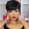 Short Bob Wigs for Black Women Human Hair Wig Pixie Cut Wig Human Hair Layered None Lace Front Wig with Bangs Natural Straight Full Machine Made Wig 1B Color