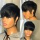 Short Bob Wigs for Black Women Human Hair Wig Pixie Cut Wig Human Hair Layered None Lace Front Wig with Bangs Natural Straight Full Machine Made Wig 1B Color