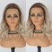 Maycaur Ash Blonde Lace Front Wigs Short Wavy Women's Costume Wigs Brown Roots Synthetic Loose Wave Frontal Lace Wigs 14 Inch