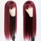Maycaur Burgundy Red Synthetic Hair Wigs with Full Bangs Long Straight Women's Wig Heat Resistant Synthetic No Lace Front Wigs for Fashion Women Daily Use