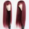 Maycaur Burgundy Red Synthetic Hair Wigs with Full Bangs Long Straight Women's Wig Heat Resistant Synthetic No Lace Front Wigs for Fashion Women Daily Use