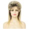 Blonde Mullet Wigs for Women 80s Shoulder Length Disco Fluffy Synthetic Hair Wig with Dark Roots for Cosplay 70s 90s Costume Wig