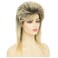 Blonde Mullet Wigs for Women 80s Shoulder Length Disco Fluffy Synthetic Hair Wig with Dark Roots for Cosplay 70s 90s Costume Wig