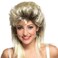 Blonde Mullet Wigs for Women 80s Shoulder Length Disco Fluffy Synthetic Hair Wig with Dark Roots for Cosplay 70s 90s Costume Wig