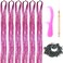 43 Inch Hair Tinsel Kit with Tools 6 Packs 1200 Strands Tinsel Hair Extensions for Women and Girls Heat Resistant Sparkling Shiny Glitter Hair Pieces for Christmas Cosplay Party (43 inch, pink)